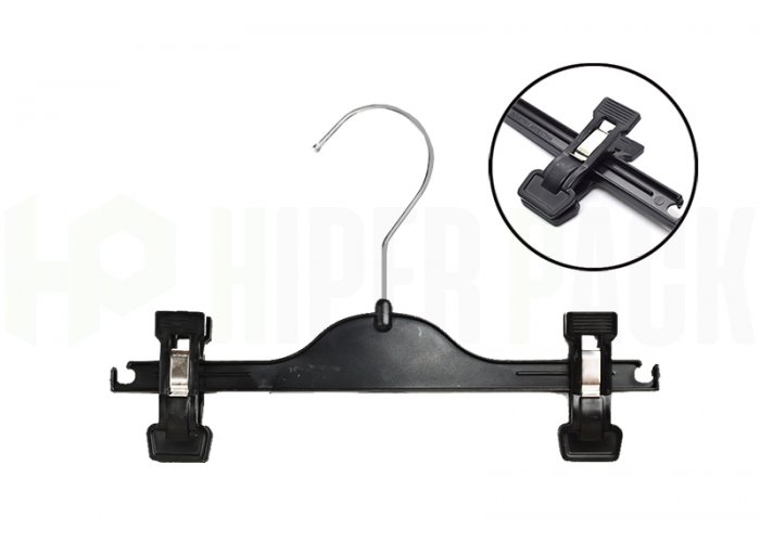Percha con Broche para Pantalón y Pollera de Niños - Art. T500 - Negro