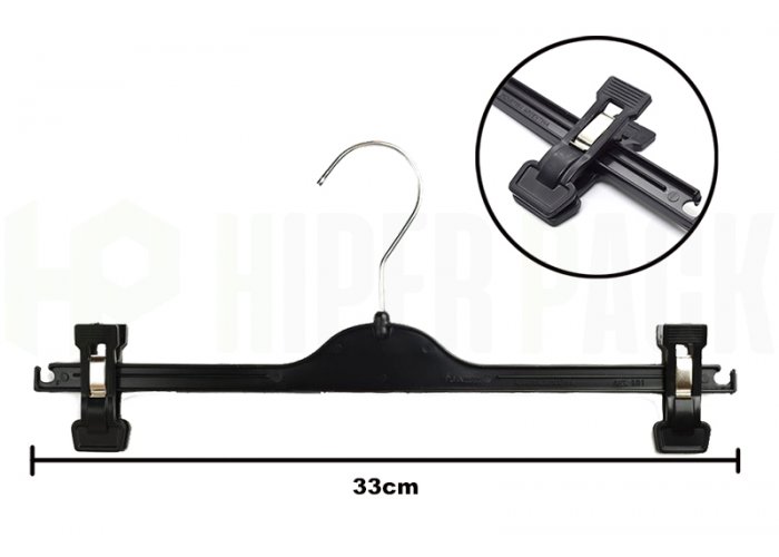 Percha con Broche Móvil para Pantalón y Pollera - Art. T501 - Negro