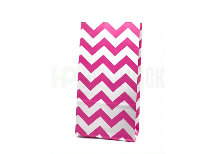 Bolsa de papel cotillón fantasía estampada para fiestas - Zig Zag Fucsia