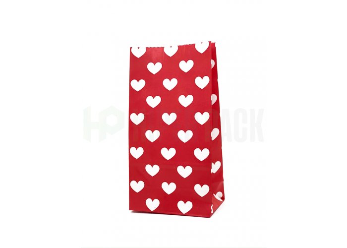 Bolsa de papel cotillón fantasía estampada para fiestas - Corazones