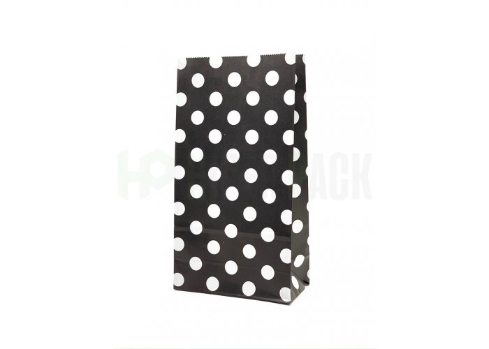 Bolsa de papel cotillón fantasía estampada para fiestas - Negro Lunar Blanco
