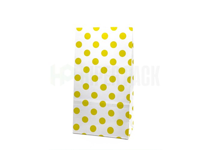 Bolsa de papel cotillón fantasía estampada para fiestas - Blanco Lunar Amarillo
