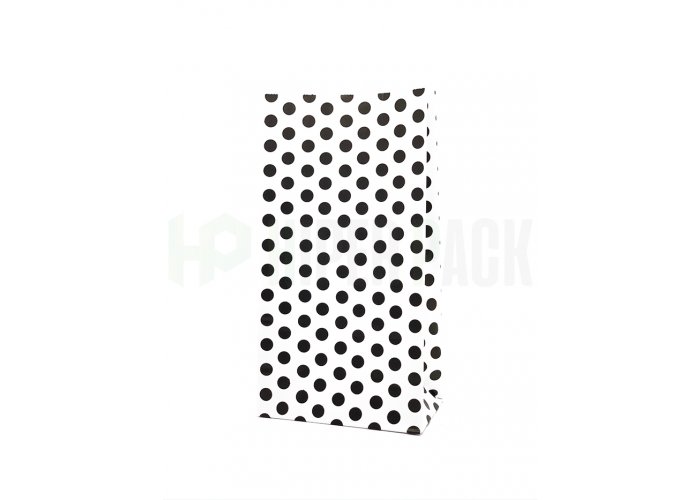 Bolsa de papel cotillón fantasía estampada para fiestas - Blanco Lunar Negro