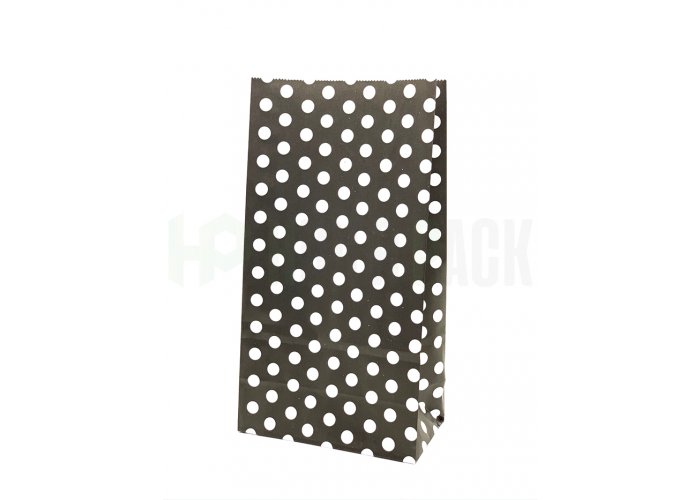 Bolsa de papel cotillón fantasía estampada para fiestas - Negro Lunar Blanco