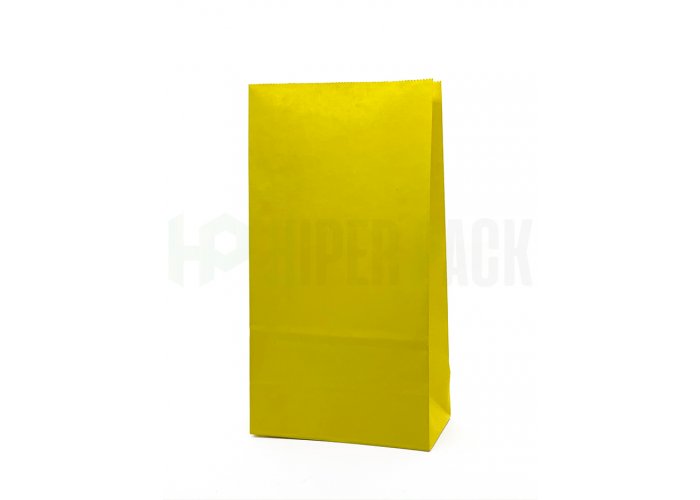Bolsa de papel cotillón lisa con base - 12,5x7x24,5cm - Amarillo