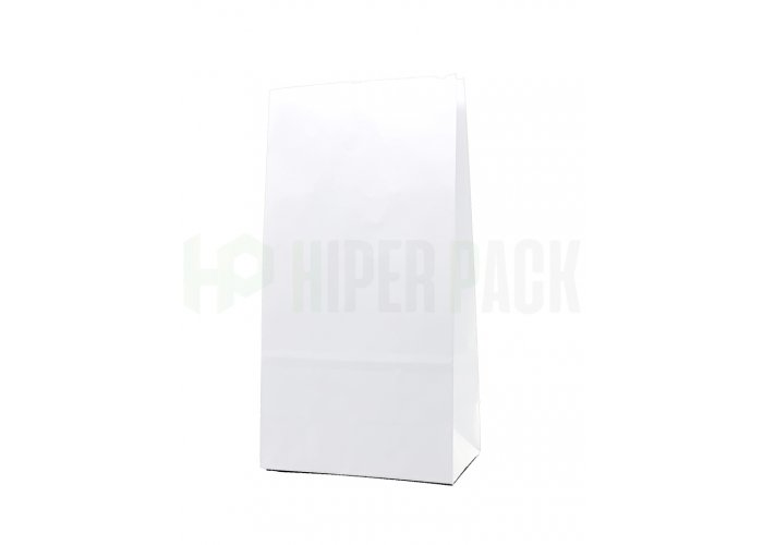 Bolsa de papel cotillón lisa con base - 12,5x7x24,5cm - Blanco