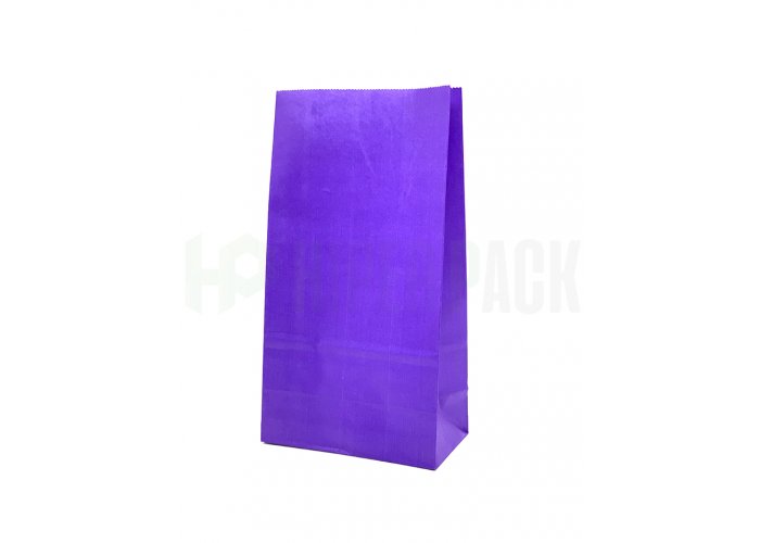 Bolsa de papel cotillón lisa con base - 12,5x7x24,5cm - Violeta