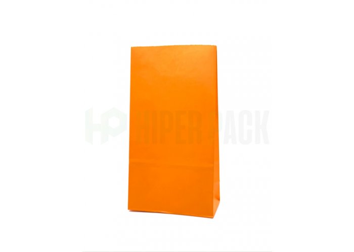Bolsa de papel cotillón lisa con base - 12,5x7x24,5cm - Naranja