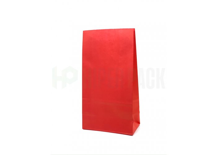Bolsa de papel cotillón lisa con base - 12,5x7x24,5cm - Rojo