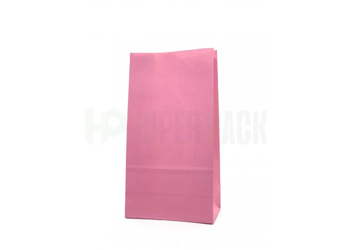 Bolsa de papel cotillón lisa con base - 12,5x7x24,5cm - Rosa