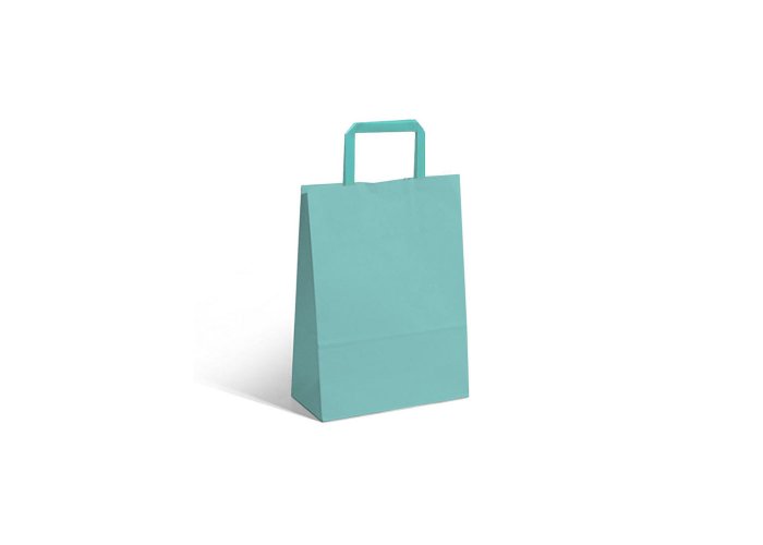 Bolsa de papel color Acuario con manija plana - Compra mínima 10 unidades - Acqua