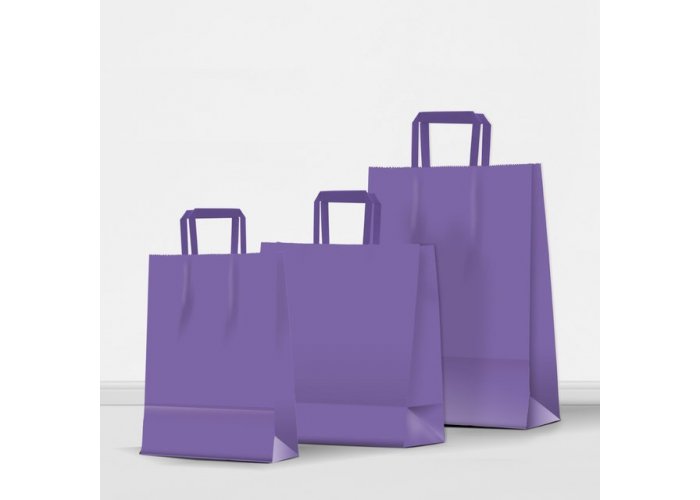Bolsa de papel color Acuario con manija plana - Compra mínima 10 unidades - Violeta
