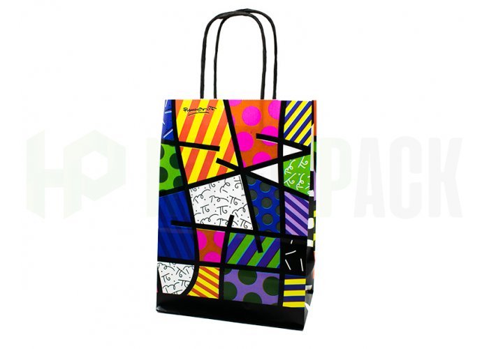 Bolsa de papel fantasía con manija estampada - 14x20cm - Britto