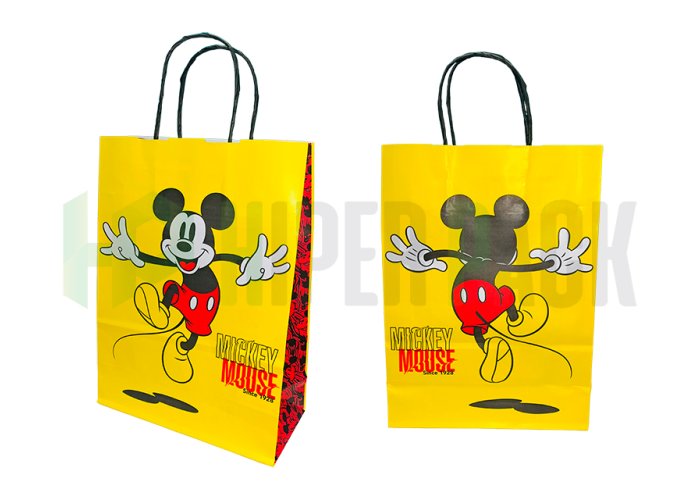 Bolsa de papel fantasía con manija estampada - Varios diseños y medidas - Bolsa Mickey Mouse 22X30