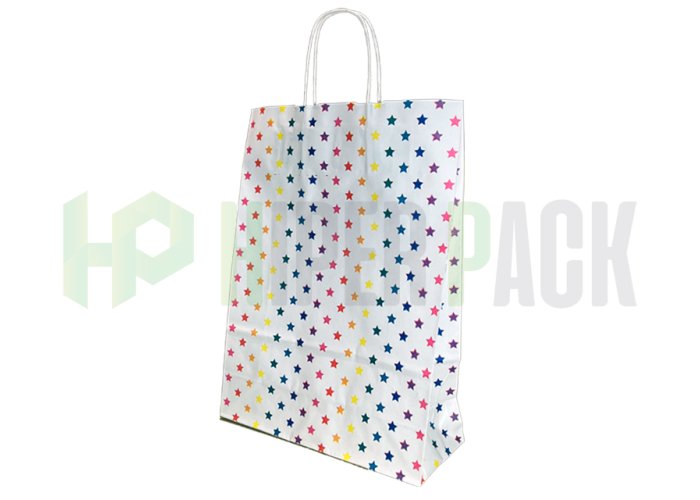 Bolsa de papel fantasía con manija estampada - Varios diseños y medidas - Estrellas Multicolor 30X12X41