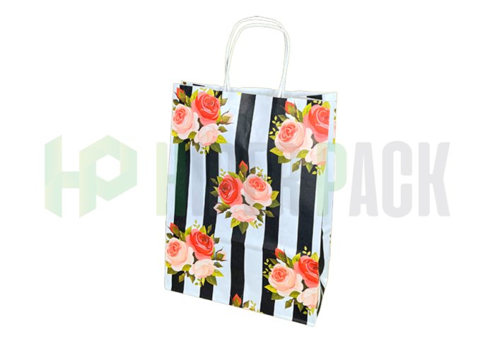 Bolsa de papel fantasía con manija estampada - Varios diseños y medidas - Bolsa Fantasia Flores 22X30