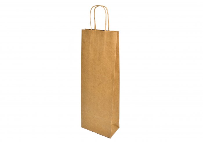 Bolsa de papel para botella de vino - Kraft y Blanca - Kraft