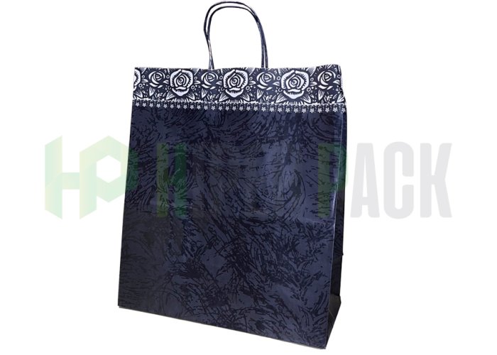 Bolsa de papel fantasía con manija estampada - Varios diseños y medidas - Bolsa Boutique Negra 34X17X39