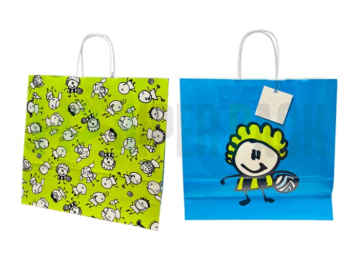 Bolsa de papel fantasía con manija estampada - Varios diseños y medidas - Bolsa Nene Azul 32X10X30