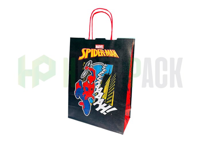 Bolsa de papel fantasía con manija estampada - Varios diseños y medidas - Bolsa Spiderman 22X30