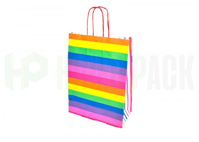 Bolsa de papel fantasía con manija estampada - Varios diseños y medidas - Bolsa Fantasia Arcoiris 22X30