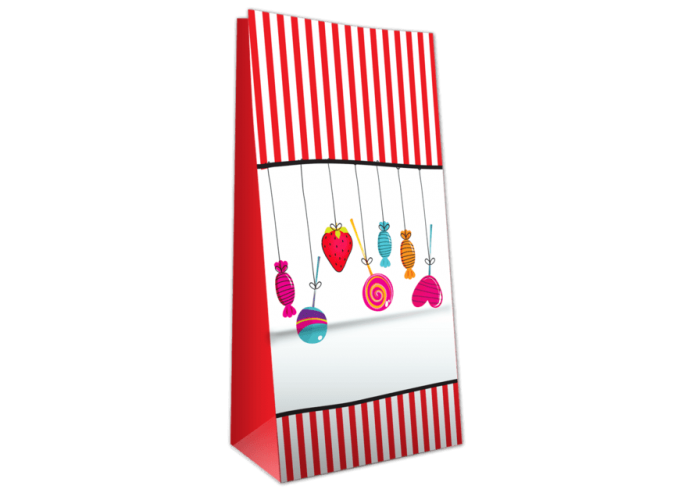 Bolsa cotillón grande sin manija con diseño - 14x8x26cm - Candy