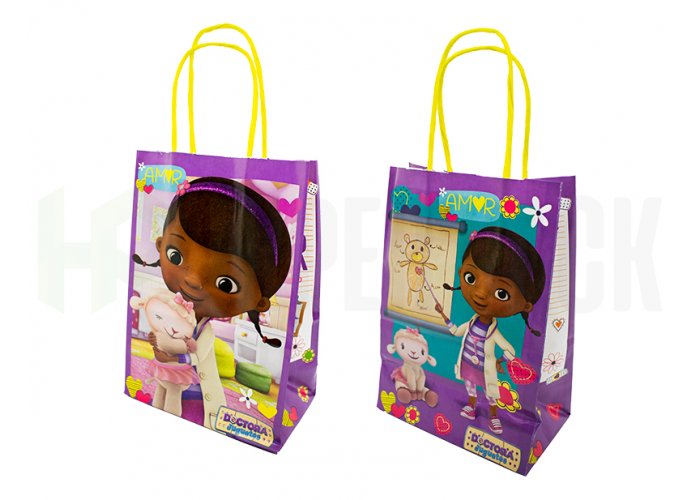 Bolsa de papel fantasía con manija estampada - 14x20cm - Dra Juguetes
