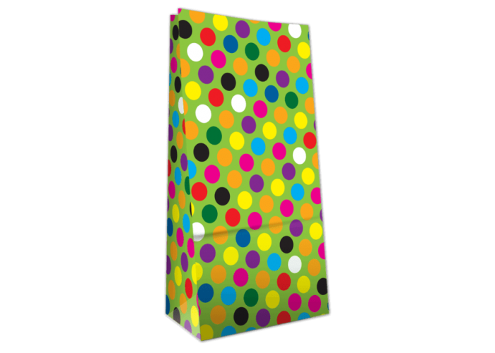 Bolsa cotillón grande sin manija con diseño - 14x8x26cm - Lunar Colores F. Verde