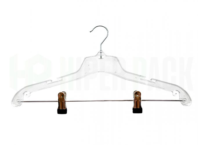 Percha Clásica Premium con Barral y Broche Reforzado - Art. H190 - Cristal Con Barral Y