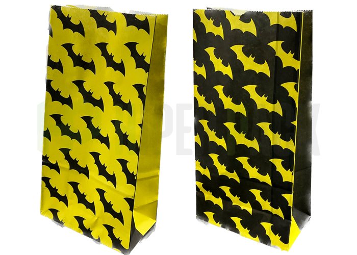 Bolsa de papel cotillón fantasía estampada para fiestas - Murcielagos