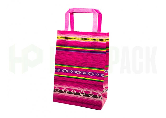 Bolsa de papel fantasía con manija estampada - 14x20cm - Latin Rose