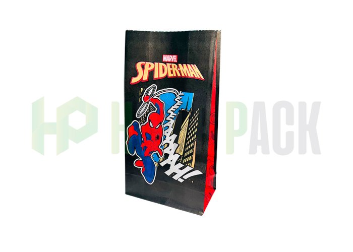 Bolsa de papel cotillón fantasía estampada para fiestas - Spiderman