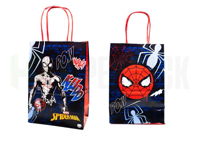 Bolsa de papel fantasía con manija estampada - 14x20cm - Spider Man