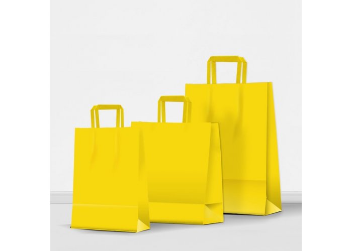 Bolsa de papel color Acuario con manija plana - Compra mínima 10 unidades - Amarillo