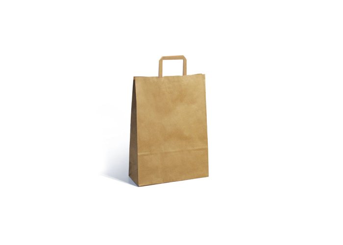 Bolsa de papel color Acuario con manija plana - Compra mínima 10 unidades