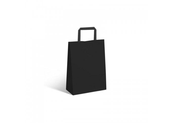 Bolsa de papel color Acuario con manija plana - Compra mínima 10 unidades - Negro
