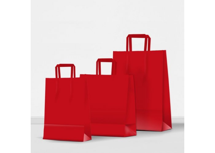 Bolsa de papel color Acuario con manija plana - Compra mínima 10 unidades - Rojo