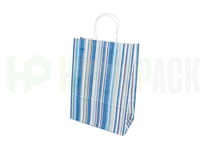 Bolsa de papel fantasía con manija estampada - Varios diseños y medidas - Bolsa Fantasia Lineas Azules 22X30