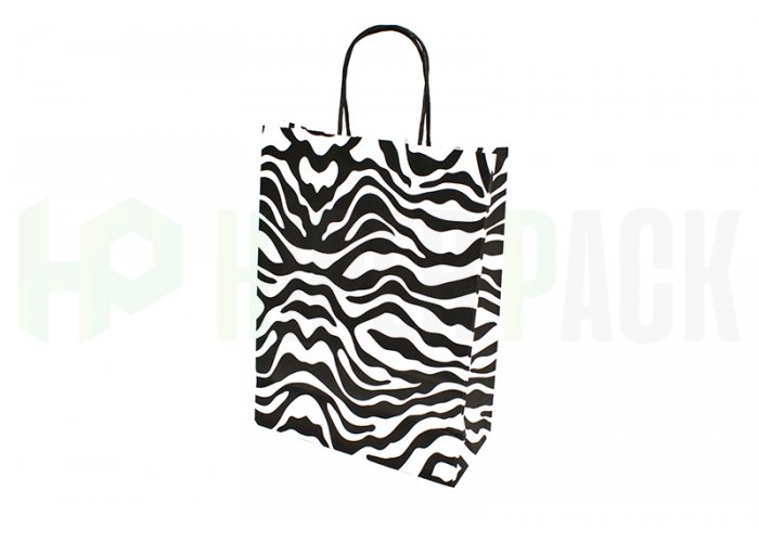 Bolsa de papel fantasía con manija estampada - Varios diseños y medidas - Bolsa Fantasia Cebra 22X30