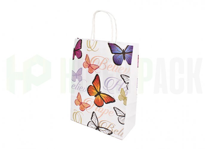 Bolsa de papel fantasía con manija estampada - Varios diseños y medidas - Bolsa Fantasia Mariposas 18X20