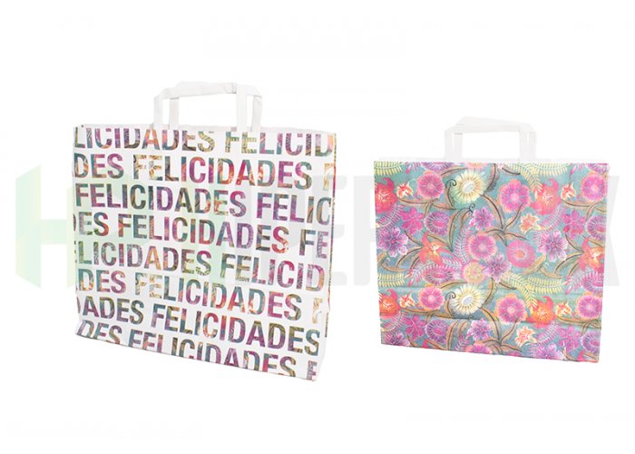 Bolsa de papel fantasía con manija estampada - Varios diseños y medidas - Bolsa Fantasia Felicidades 32X30