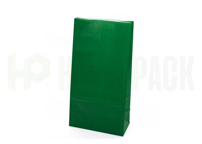 Bolsa de papel cotillón lisa con base - 12,5x7x24,5cm - Verde Oscuro