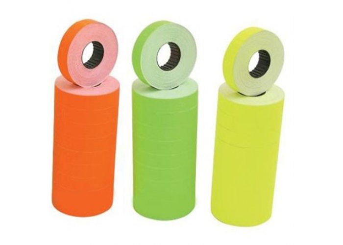 Rollos de etiquetas 22x12mm para máquina etiquetadora de precios - Varios colores x100 unidades